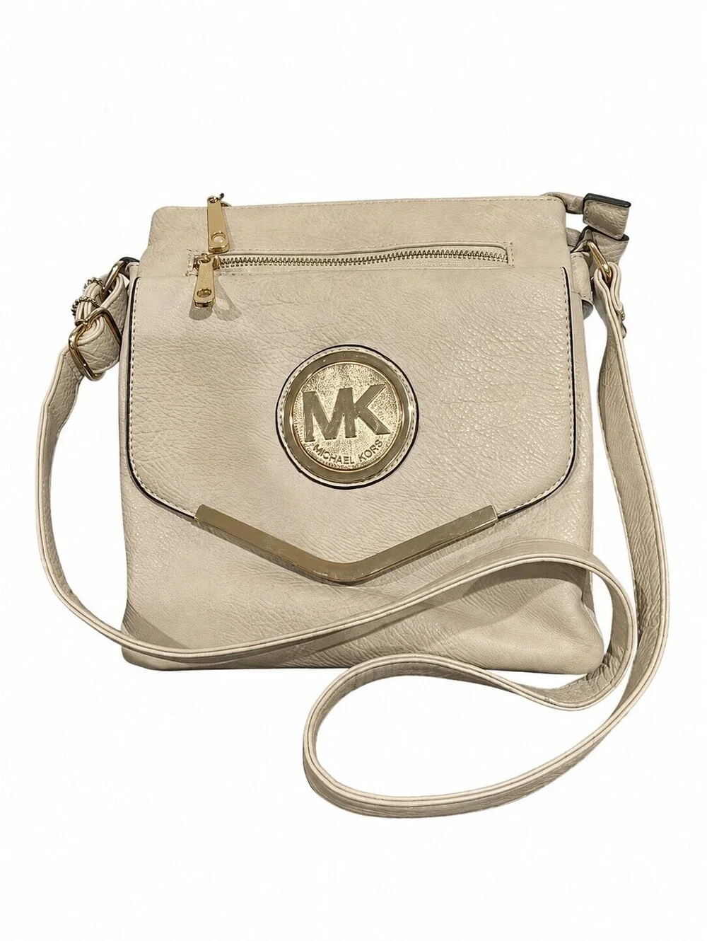 Michael Kors Beige Crossbody Bag with Gold-tone Logo
